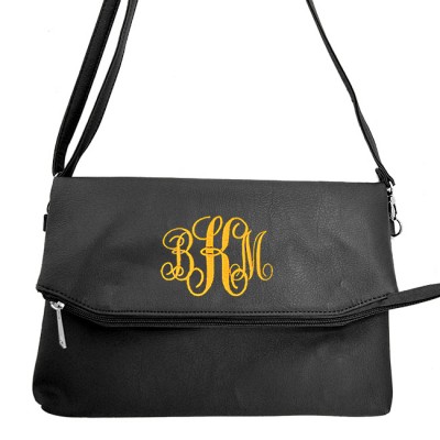9014 - BLACK PU LEATHER CROSS BODY BAG