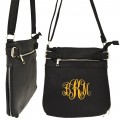 9030 - BLACK PU LEATHER CROSS BODY/ SHOULDER BAG