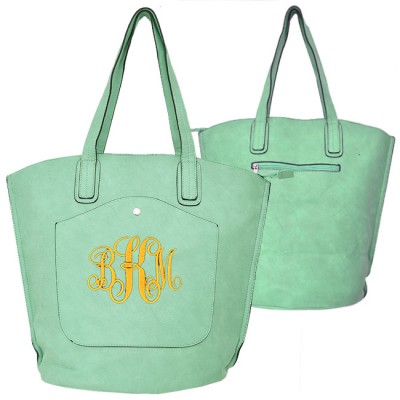 9035 - MINT PU LEATHER  TOTE BAG