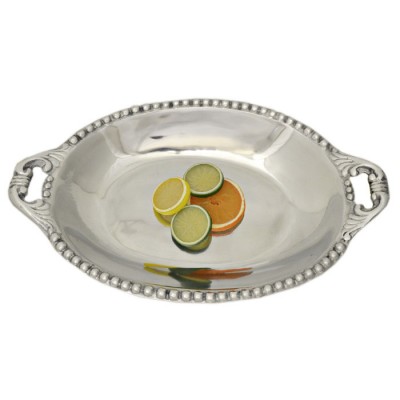52529 - LARGE BEADED OVAL DISH /W HANDLE