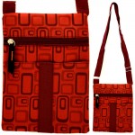 180366 SMALL GEOMETRIC DESIGN RED MESSENGER BAG