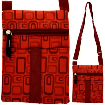 180366 SMALL GEOMETRIC DESIGN RED MESSENGER BAG
