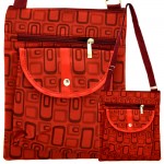180386 RED GEOMETRIC DESIGN MESSENGER BAG