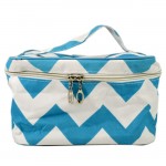 180544A-LARGE AQUA/WHITE CHEVRON DESIGN COSMETIC BAGS