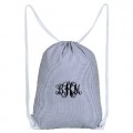 32601-NAVY SEERSUCKER  DRAWSTRING BACK PACK