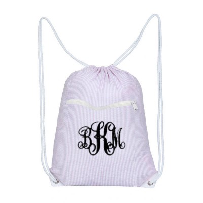 32603-LIGHT PINK SEERSUCKER  DRAWSTRING BACK PACK