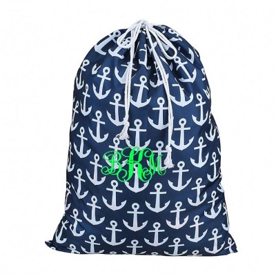 32612-NAVY MULTI ANCOR DESIGN LAUNDRY BAG