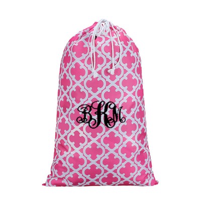 32613-PINK QUATREFOIL DESIGN LAUNDRY BAG