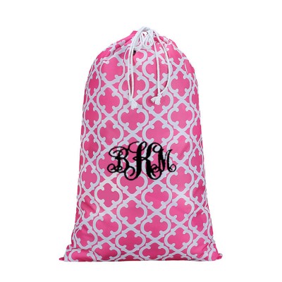 32613-PINK QUATREFOIL DESIGN LAUNDRY BAG