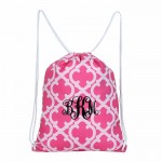 32625-PINK QUATREFOIL DESIGN DRAWSTRING BACK PACK BAG