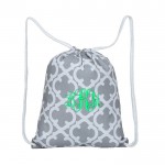 32627-GREY QUATREFOIL DESIGN DRAWSTRING BACK PACK BAG