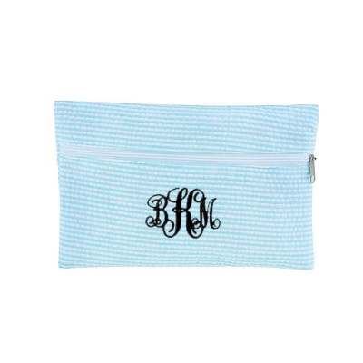 32721 - AQUA SEERSUCKER WALLET BAG/ COSMETIC BAG