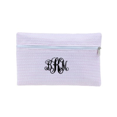 32722 - LIGHT PINK SEERSUCKER WALLET BAG/ COSMETIC BAG