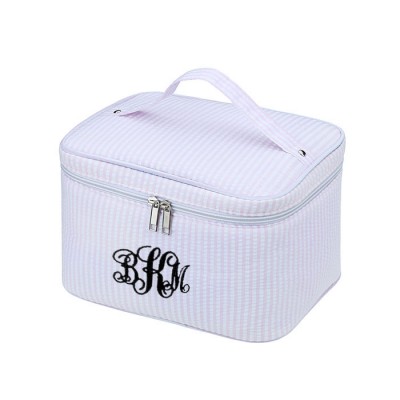 6004 - LIGHT PINK SEER SUCKER COSMETIC BAG