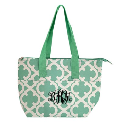 6044 - AQUA QUATREFOIL DESIGN INSULATED LUNCH BAG