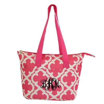 6044 - PINK QUATREFOIL DESIGN INSULATED LUNCH BAG