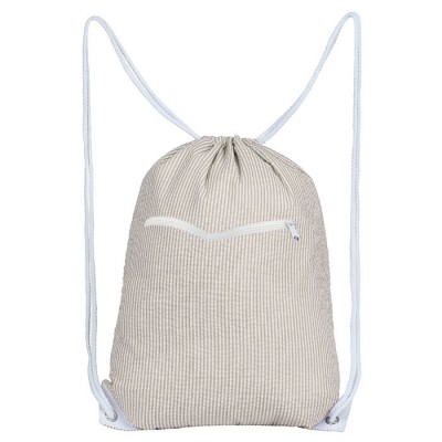 6047-BEIGE SEERSUCKER  DRAWSTRING BACK PACK