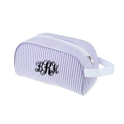 6048 - PURPLE COTTON SEERSUCKER COSMETIC BAG