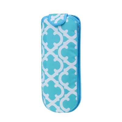 6055 - AQUA QUATREFOIL INSULATED FLAT OR CURLING IRON HOLDER