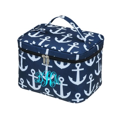 6057 - NAVY ANCHOR DESIGN COSMETIC BAG