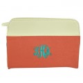 9015- CORAL/WH PU LEATHER CROSS BODY/ SHOULDER BAG