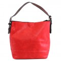 9031 - CORAL PU 2PC LEATHER HANDBAG  W/RED SHOULDER BAG