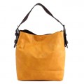 9031 - MUSTARD  PU 2PC LEATHER HANDBAG  W/BLACK SHOULDER BAG