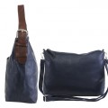 9031 - NAVY PU 2PC LEATHER HANDBAG  W/NAVY SHOULDER BAG