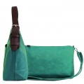 9031 - TURQUOISE PU 2PC LEATHER HANDBAG  W/BLACK SHOULDER BAG