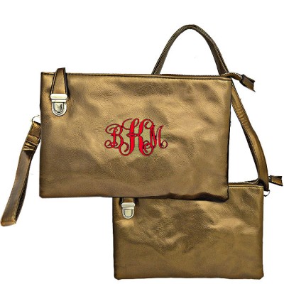 9042- COPPER PU LEATHER CROSS BODY/ SHOULDER BAG