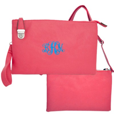 9042- HOT PINK PU LEATHER CROSS BODY/ SHOULDER BAG