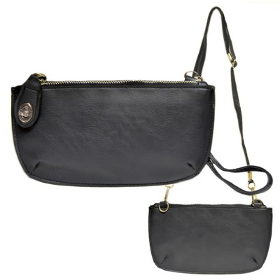 9043 - BLACK  PU LEATHER WRISTLETS / CROSS BODY BAG 