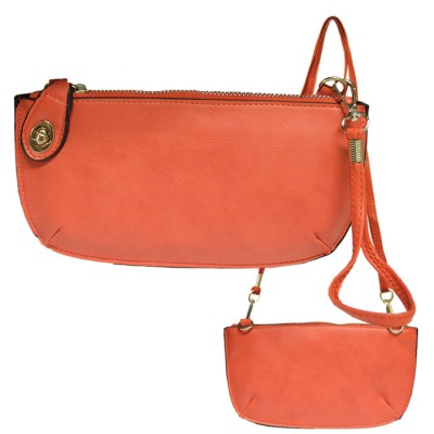 9043 - CORAL PU LEATHER WRISTLETS / CROSS BODY BAG 