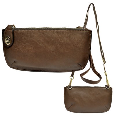 9043 - BROWN PU LEATHER WRISTLETS / CROSS BODY BAG 