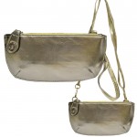 9043 - SILVER PU LEATHER WRISTLETS / CROSS BODY BAG 