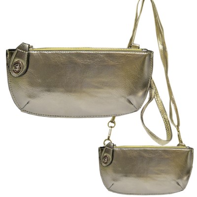 9043 - SILVER PU LEATHER WRISTLETS / CROSS BODY BAG 