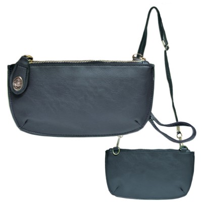 9043 - NAVY PU LEATHER WRISTLETS / CROSS BODY BAG 