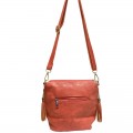 9056- RED PU LEATHER SHOULDER CROSSBODY BAG