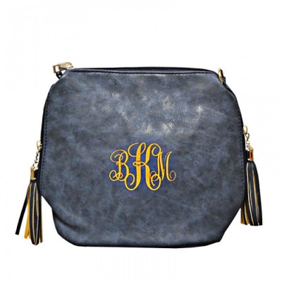 9056- NAVY BLUE PU LEATHER SHOULDER CROSSBODY BAG