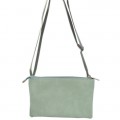 9065- MINT PU LEATHER TRI POCKET CLUTCH / CROSS BODY BAG