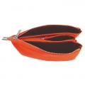 9065- ORANGE PU LEATHER TRI POCKET CLUTCH / CROSS BODY BAG