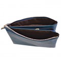9065- TURQUOISE PU LEATHER TRI POCKET CLUTCH / CROSS BODY BAG