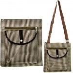 180384 BROWN HOUNDSTOOTH MESSENGER BAG W/HANDLE