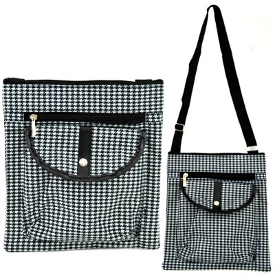 180385-HOUNDSTOOTH MESSENGER BAG W/HANDLE