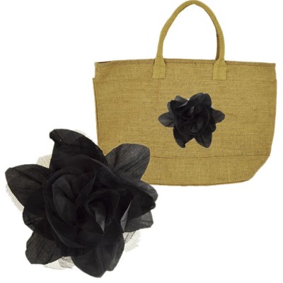 180650-BK-BLACK FLOWER BROOCH