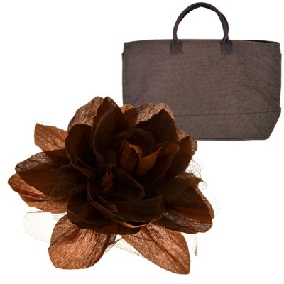 180650-BR-BROWN FLOWER BROOCH