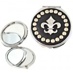 180409-FLEUR DE LIS ROUND COMPACT MIRROR