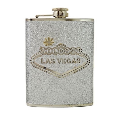 LAS VEGAS FLASK SILVER 8OZ.