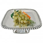 52547-LARGE SQ. BEADED CAKE STAND W/PEDESTAL
