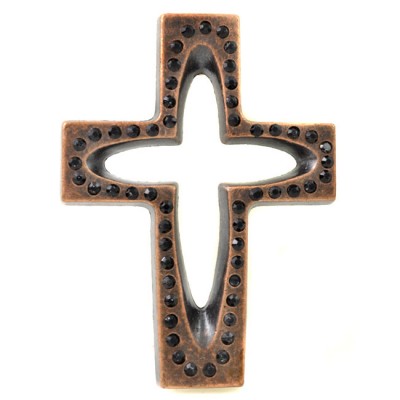 7010-COP-BL- CRYSTAL CROSS COPPER W/BLACK STONE